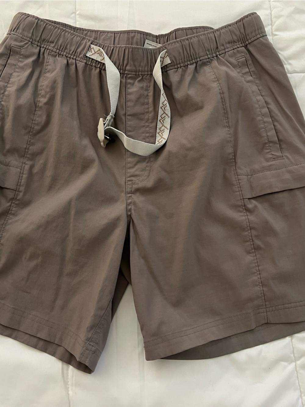 The North Face Men's Shorts in Taupe Brown with Cream Drawstring